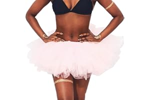 Ushiny Women's Tulle Tutu Skirt Adult Elastic Classic 6 Layered Tutu Skirt Fancy Dress Ballet Prom Party Costume Tulle Tutu Skirt for Women and Girls