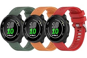Gransho Correa de Reloj Compatible con Garmin Forerunner 158 / Forerunner 55, Silicona Correa Reloj con Acero Inoxidable Hebilla desplegable (3-Pack J)