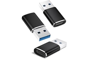 Oumida 【3 sztuki】 Adapter USB na USB C do iPhone 16, 16e, 15, 14 Pro Max Plus, gniazdo typu C na wtyczkę, ładowarka zasilacz do iPad 10 Mini 7 Air 6, Apple Watch 8 9, Samsung Galaxy S25 A55 (czarny)
