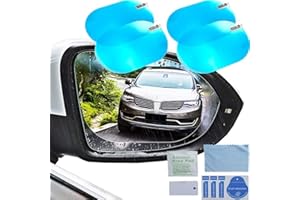Yeesabella 4 PCS Car Rearview Mirror Protective Film, Rainproof Waterproof Anti-Fog Universal Blue Car Mirror Film Sticker,HD Clear Waterproof Film Wing Mirror Rain Films
