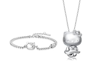 Mstnoixgc 2 Pezzi Collana Pendente Bambina,Braccialetti Gatto Bambina,Regolabile Braccialetti e Collane per Bambina,Collane per Regalo Ragazze Compleanno