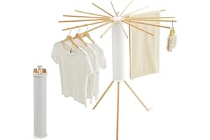 ‎JOOM JOOM wäscheständer Holz, faltbar, tragbarer wäscheständer, wäscheständer platzsparend, wäscheständer ausziehbar - wäscheständer (Holz, weiß)