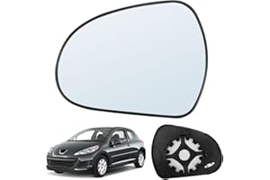 RASHION Verre de Rétroviseur Gauche Compatible avec Peugeot 207 2006-2014/308 2007-2013 Glace De Rétroviseur Chauffant