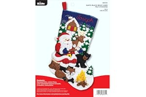 Bucilla Felt Stocking Applique Kit, 18", Santa Black Bear Cabin