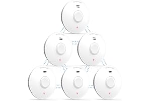 Putogesafe Rauchmelder vernetzt, Funkrauchmelder mit 10-Jahr Batterie, Max. 40 vernetzbarer Brandmelder, Drahtlos Feuermelder, EN14604 & CE Zertifiziert, 6 Stück