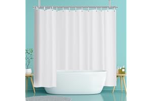 ‎YISURE YISURE Duschvorhang 240x200 Weiß Antischimmel, Duschvorhang mit Magnet wasserabweisend Textil für badewanne, Breite 240 x Höhe 200cm