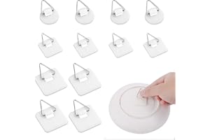 AzureRay Lot de 12 crochets adhésifs invisibles pour tableau et cadre - Accroche tableau/cadre adhesif sans percer, Texture lin, forte adhérence sans résidus - Crochet mural décoratif