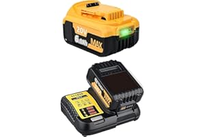 BONADGET Alta Capacidad 6.0Ah, con Cargador rápido y 1 batería de Repuesto XR 6.0Ah Li-Ion para DeWalt batería 18V DCB200 DCB184 DCB101 DCB107 DCB112 DCB105 DCB115 DCB203
