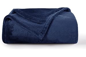 Aisbo Plaid Coperta Pile Singolo - Coperta Calda Invernale per Divano e Letto Singolo 130x150 cm Pile di Flanella Morbida Blu Navy, Fleece Blanket for Sofa and Couch
