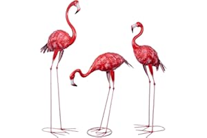 AOFOX Estatuas y esculturas de Flamenco Garden, 3 Grandes estatuas de Flamenco Rojo metálico Patio Patio Patio Patio Patio decoración Patio Patio Patio Patio Patio Patio Patio decoración (Rojo)