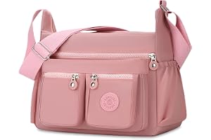 Aucuu Axelväska i nylon för dam, med flera fack och stor kapacitet, multifunktionell crossbody bag för arbete, skola och shopping
