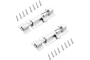 SZWLJ 2Pcs Door Lock 3" Silver Stainless Steel Door Bolt Slide Door Latch with Screws Gate Lock, for Toilet Yard Garage Shed Internal Doors Bathroom Door Locks