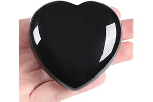 GUJOXILA 2.4" Black Obsidian Crystal Large Heart Shaped Love Healing Crystals Gifts for Women Beginners Gemstones Ornaments Protection Polished Nature Reiki Balancing Meditation Spiritual Stones