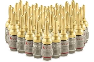 Nakamichi FanLock Excel Connettore a banana placcato oro 24 carati, 10 AWG - 18 AWG spessore 4 mm, per amplificatori di altoparlanti, Hi-Fi Stereo Home Theatre Connessione rapida, 48 pezzi (24 paia)