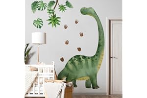 Runtoo Large Dinosaur Wall Decals Watercolor Dino Footprint Neutral Wall Stickers Baby Nursery Kids Boys Toddler Classroom Home Decor