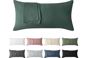 ‎JELLYMONI Jellymoni Kissenbezug 30x50 Baumwolle 2er Set Kissenbezüge Dunkelgrün Oeko-Tex 100% Gewaschene Baumwolle Kopfkissenbezug mit Verstecktem Reißverschluss Weich 2 Stück Kissenhülle für Kissen 30x50cm