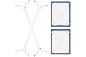 CHRORINE Bed Sheet Holder Straps Adjustable Sheet Fasteners Clips Keep Bedding Stays in Place, 2 Pcs/Set, White