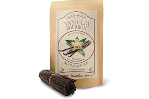 Frutteo - 20 Baccelli di Vaniglia Bourbon del Madagascar 16/18cm, Qualità Gourmet, Carnosi e Profumati + 2 Baccelli Omaggio, Ideali per Dolci, Gelati, Creme e Ricette Raffinate
