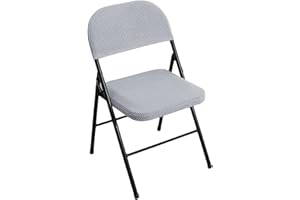 Aunaeyw Folding Dining Chair Seat and Back Cover Set Solid Color Jacquard Stretch Chair Slipcover Home Decoration （Only Seat Cover, Without Chair） (Light Grey, One Size)