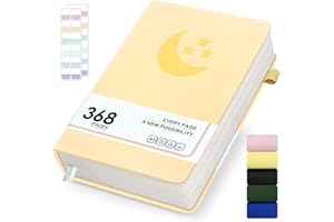 Pcuntslo A5 Carnet de Notes Relié Journal Intime Adulte 368 Pages avec Onglets Autocollants, Cahier à Couverture Rigide pour L'éCriture, Le Bureau et L'éCole Notebook 14.5 X 21cm