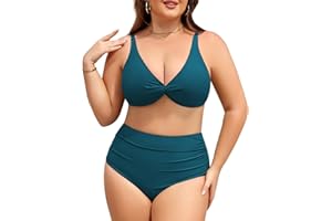 Svanco Maillot de Bain Femme 2 Pièces Grande Taille Bikini Femme Push Up Taille Haute Cache Ventre