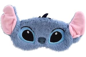 Bonamana Stitch Bandeau pour les yeux avec sangle élastique en flanelle douce et assombrissant pour dormir Voyage Couverture des yeux pour garçons filles enfants (point bleu)