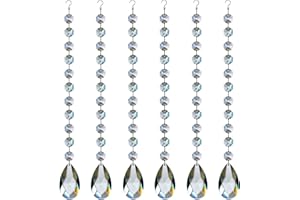 ‎GOLDENHAITAI Kristallgirlande in Tropfenform, Kronleuchter, hängende Kristalle, Perlenkette für Zuhause, Hochzeitsdekoration, transparent, 30 cm, 6 Stück GOLDENHAITAI