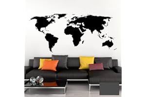 Grandora Wandtattoo Weltkarte Erde Globus Karte I dunkelgrau 170 x 75 cm I Welt Atlas Schlafzimmer Wohnzimmer Wandsticker Wandaufkleber W698