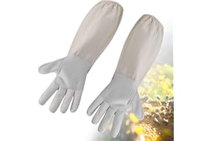 ZORVIXAL Imkerhandschuhe aus Ziegenleder, 49.5cm Imker Handschuhe Herren Damen, Imkerhandschuhe Stichfest, Atmungsaktive Canvas Imkerhandschuhe Stichfest, für Den Anfänger Beekeeper, Männer, Frauen (Größe XXL)