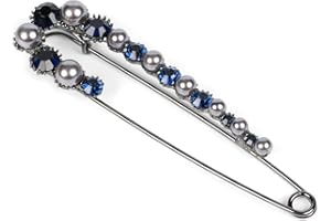 styleBREAKER Spilla da donna XXL con perline e strass incastonati per poncho, sciarpe, spilla da balia 05050109