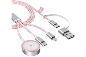 imodomio for iPhone and Apple Watch Charger USB C - 3 in 2 for iPhone Watch Charger, 1.25M Nylon Braided Fast Chargers for iWatch Series 10/9/8/Se/Ultra & i Phone 16/15/iPad