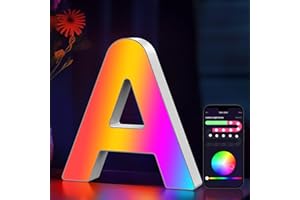 Cpeelsdo LED Buchstaben Lichter Alphabet RGB Farblich, Led Leuchtbuchstabe mit USB-Netzteil, APP-Kontrolle, Dimmbar, Dekoration für Geburtstag Weihnachten Hochzeit Party Valentinstag - Buchstaben A