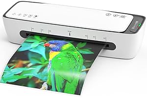 Qfun Plastifieuse A4, 6 en 1 Machine à Plastifier avec 9 Pochettes A4, A5, A6, 80-125 microns, fonctions anti-bourrage et arrêt automatique, Coupe-Papier de Plastification pour Bureau Maison