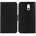 Tnviud Premium Genuine Real Flip Folder Folio Leather Case For IMO DASH 4G 2.4" Book Wallet Business Phone Protection Protector Cover Skin Pouch Etui (Black)