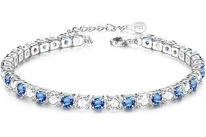 Ankle Bracelets for Women,Sterling Silver Ankle Bracelets,JDGEMSTONE Blue CZ Silver Anklets for Women,Bling Women's Anklets,Gift for Birthday,Anniversary,Summer Tennis Ankle Bracelet for Women 7.2+2in