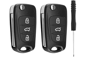 EIAIGKY 2 Pezzi Guscio Chiave Auto Ricambio Compatibile con Hyundai i30, i20, i10, ix35, ix20, Kia Cee'd, Soul, Rio, Sportage - Kit di 2 Telecomando Cover con 3 Pulsanti, Lama Non Tagliata