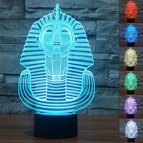 Sphinx Pharao 3D Optische Illusions-Lampen, FZAI Tolle 7 Farbwechsel Acryl berühren Tabelle Schreibtisch-Nachtlicht mit 150 cm USB-Kabel für Kinder Schlafzimmer Weihnachten Geburtstagsgeschenke