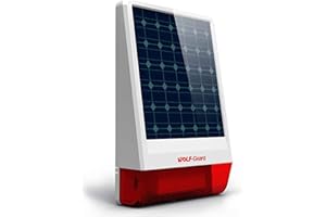 WOLF GUARD Wolf-Guard JD-W06 Sirena estrobo inalámbrica, Altavoz Exterior LED scópico Solar de 433 MHz, ,110 dB