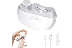 AURIVEE Coupe Ongle Électrique avec Lumière LED et Polisseur, 2-en-1 Autonome Portable, 2 Vitesses, Rechargeable, pour Bébé, Enfants, Adultes, Personnes Âgées (Blanc)
