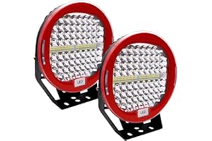Safego Faros LED de trabajo de 9 pulgadas, 408 W, 12 V, 40800 lm, faro adicional LED para coche, redondo, IP67, foco de luz offroad, luz de conducción antiniebla, barra de luz para SUV 4x4 ATV Tractor