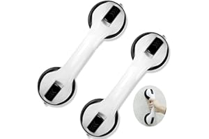 AONAT Maniglia Doccia Anziani,Maniglione Bagno per Disabili, 2 pezzi 30 cm maniglia doccia maniglia doccia ventosa per bagno vasca doccia maniglie di sicurezza,Nessuna foratura Handy Grasp（Nero）