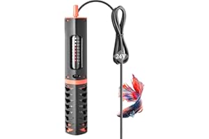 FEDOUR 24V Aquarium Heater 50W, Low-voltage Fish Tank Heater with Protective Cover, Submersible and Adjustable Heater for 15-60L Aquarium/Turtle Tank