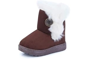 Fudaolee Kinder Winterstiefel Mädchen Warme Schneestiefel Jungen Plüsch Gefütterte Stiefeletten Baby Kleinkindschuhe Weichsohlen Schlupfstiefel
