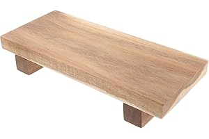 Amosfun Small Pedestal Tray: Decorative Wooden Risers for Candles, Bar Soap, Dispenser Bottle, Counter Sink Organizer for Bathroom, Kitchen (10x22cm)
