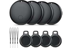 Ajblg Android Smart Tag, Tracker Compatible con Google Find Hub App (Sólo Android), Localizador Bluetooth, Rastreador para Llaves, Cartera, Equipaje, Impermeable IP68, 4 Negro