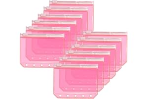 AxeWoodz 12pcs A8 Raccoglitore Tasche Rosa PVC Zipper Cash Buste Foglia Sfusa 5 Fori Zipper Pouch Raccoglitore Del Sacchetto di Carte Bills Protezioni
