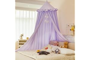 Dix-Rainbow Large Children Bed Canopy pale purple Round Dome Girls Mosquito Net Kids Princess Play Tents Nursery Room Decoration for Baby