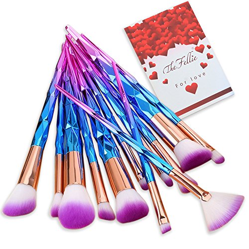 TheFellie 12pcs Einhorn Makeup Pinsel Set, Pulver Foundation Rouge Lidschatten Blending Kontour Pinsel - 2