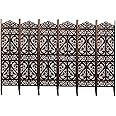 Urbane Crafts Wooden Room Partition/Screen/Room Divider/Room Separator Traditional Handicrafts 6Ft (Dark Brown) (6 Panel with Stands)
