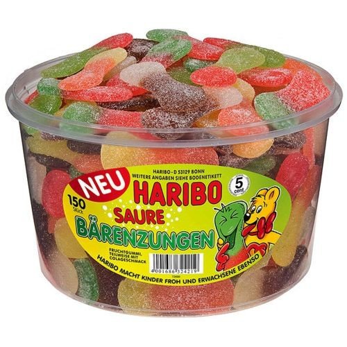 Haribo saure Bärenzungen 150 Stück-1350 Gramm Dose